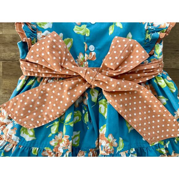 Eleanor Rose Green Orange Harrington Floral Polka Dot Sleeveless Pearl Dress 2 - Picture 7 of 8